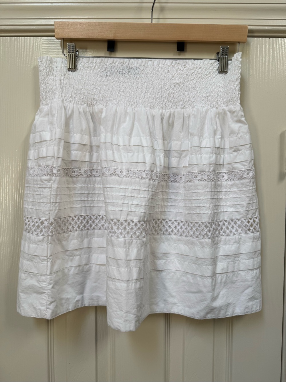 Lauren Ralph Lauren Smocked Waist Cotton A Line Mini Skirt Fully Lined Sz Small